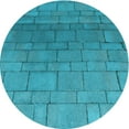 thumbnail image 1 of Ahgly Company Machine Washable Indoor Square Transitional Bright Turquoise Blue Area Rugs, 3' Square, 1 of 7
