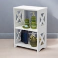 thumbnail image 4 of Table d'Appoint Blanche, Petite Table de Bout avec Étagère de Rangement, Table de Chevet à 3 Niveaux, 4 of 7