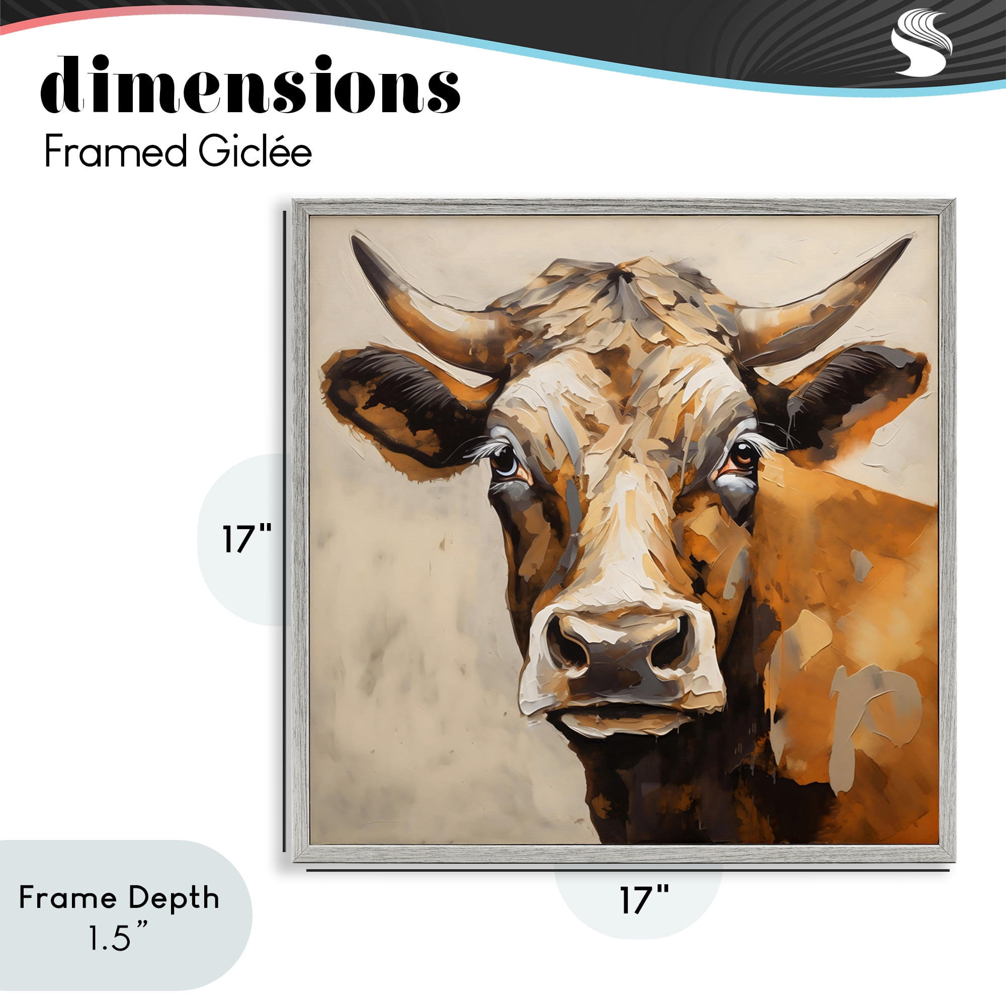 Stupell Industries Beautiful Brown Bovine Gray Framed Giclee Art, design by Creative Studio
