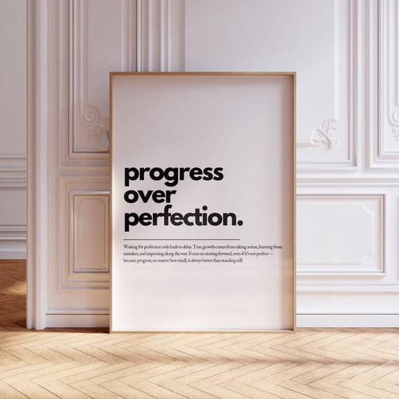 Progress Over Perfection Motivational Wall Art, Unframed Paper Print Size 8x12