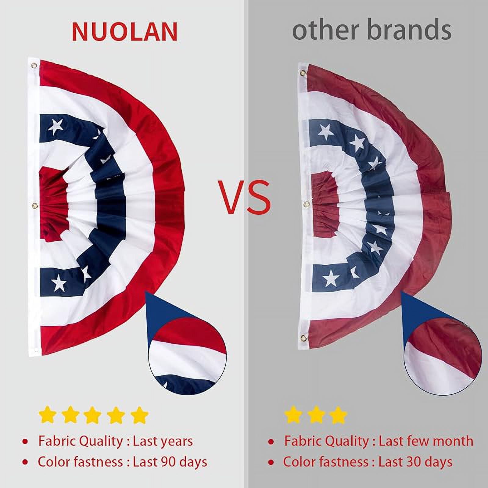 2x4 Ft American Pleated Fan Flag, Patriotic Half Fan Bunting Flag, Indoor Outdoor for 4th of July Decoration Memorial Day (Set of 5)