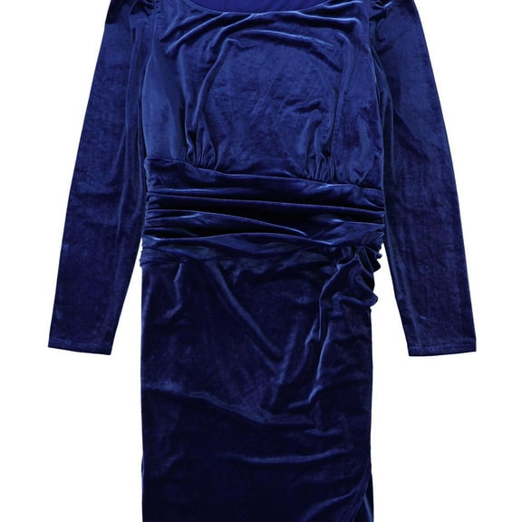 Ralph Lauren Womens Velvet Puff Sleeve Sheath Dress, Blue, 8