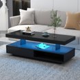 thumbnail image 2 of Tcbosik LED Coffee Table with Storage, Modern Center Table with Open Display Shelf & 2 Double Sliding Drawers, Accent Furniture with LED Lights for Living Room, Easy Assembly (Black), 2 of 10