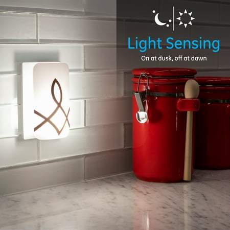 GE - Sleeplite Dusk-To-Dawn Dimmable LED Amber Night Light - White/Brown