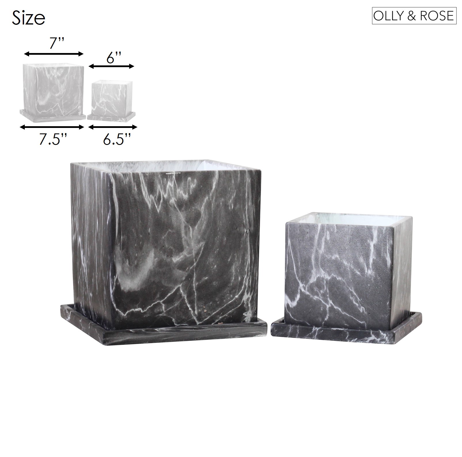 Buy Carrara Marble Effect Plant Pot Set with Saucers Indoor & Outdoor