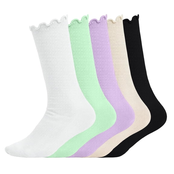 LckLvx 5 Pairs Socks for Boys Girls Stretchy Ruffle Ankle Socks Daily Casual Wear 6-14 Years