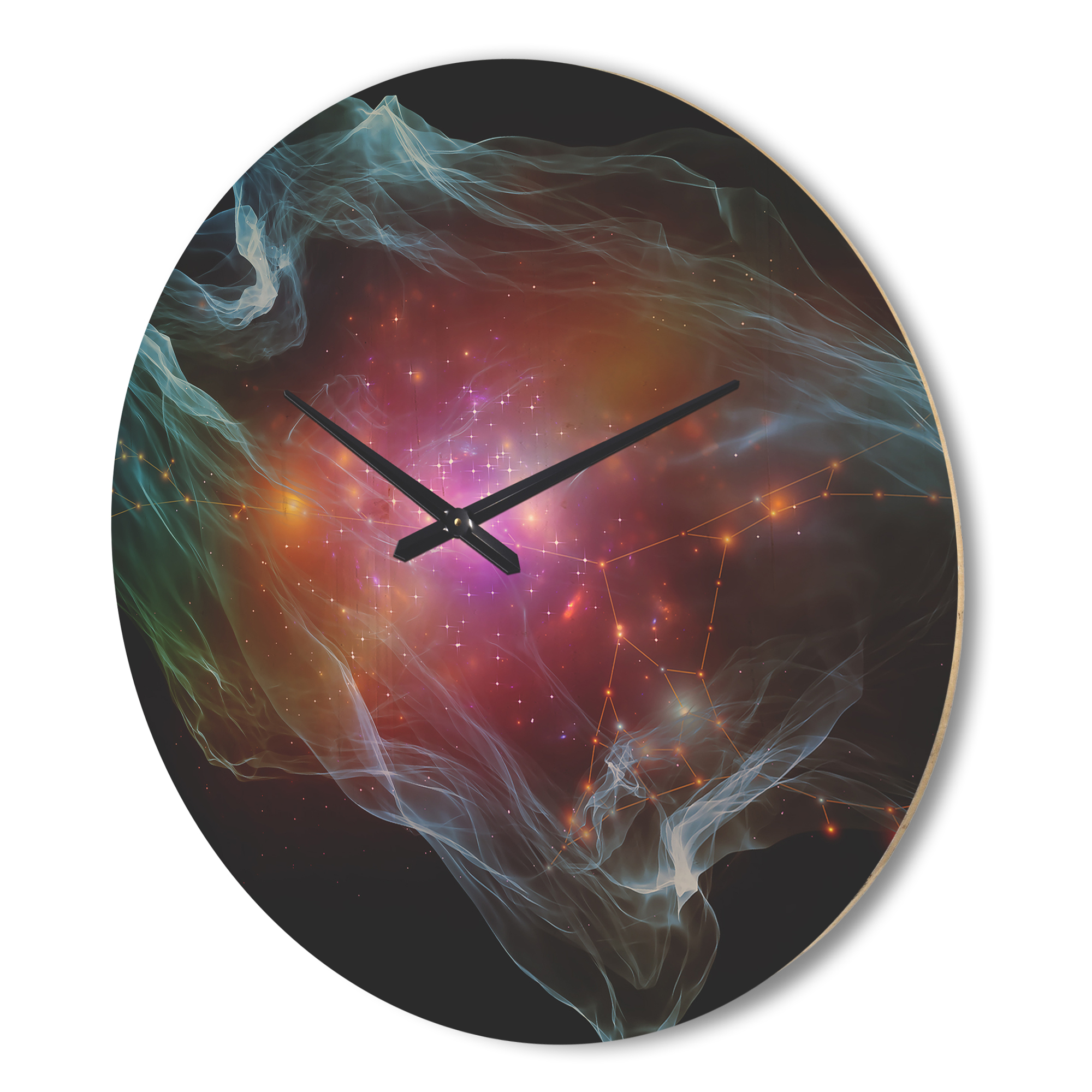 Designart 'Abstract Purple Lights of Network ' Modern Wood Wall Clock