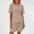 thumbnail image 2 of MuXiKeJi Clothes Lounge Sets For Women 2 Piece Ribbed Knit Shorts Set Casual Short Sleeve Tops Biker Shorts Vacation Cruise Outfits, 2 of 4
