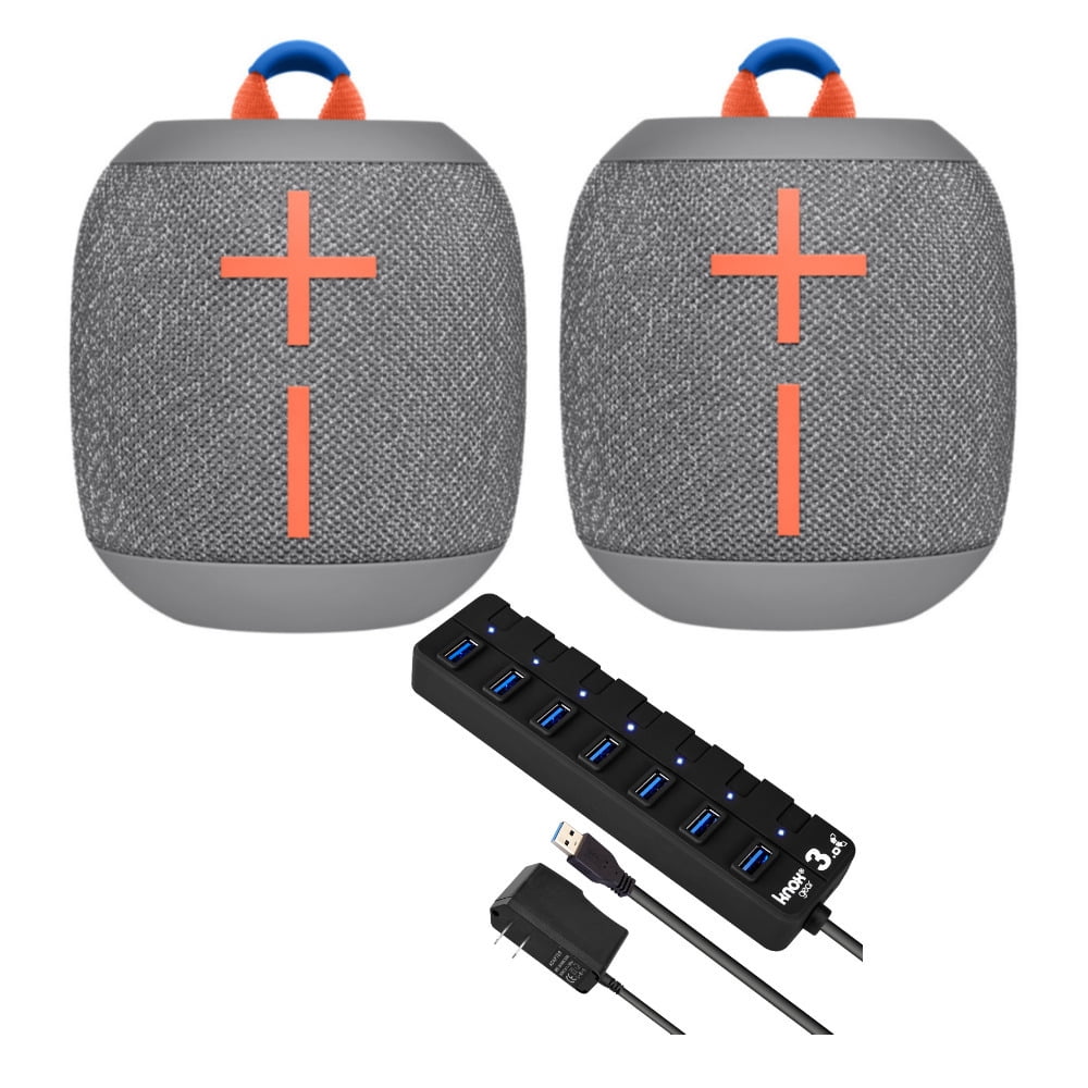 Ultimate Ears WONDERBOOM 2 Bluetooth Speaker Pair (Gray) with 7Port