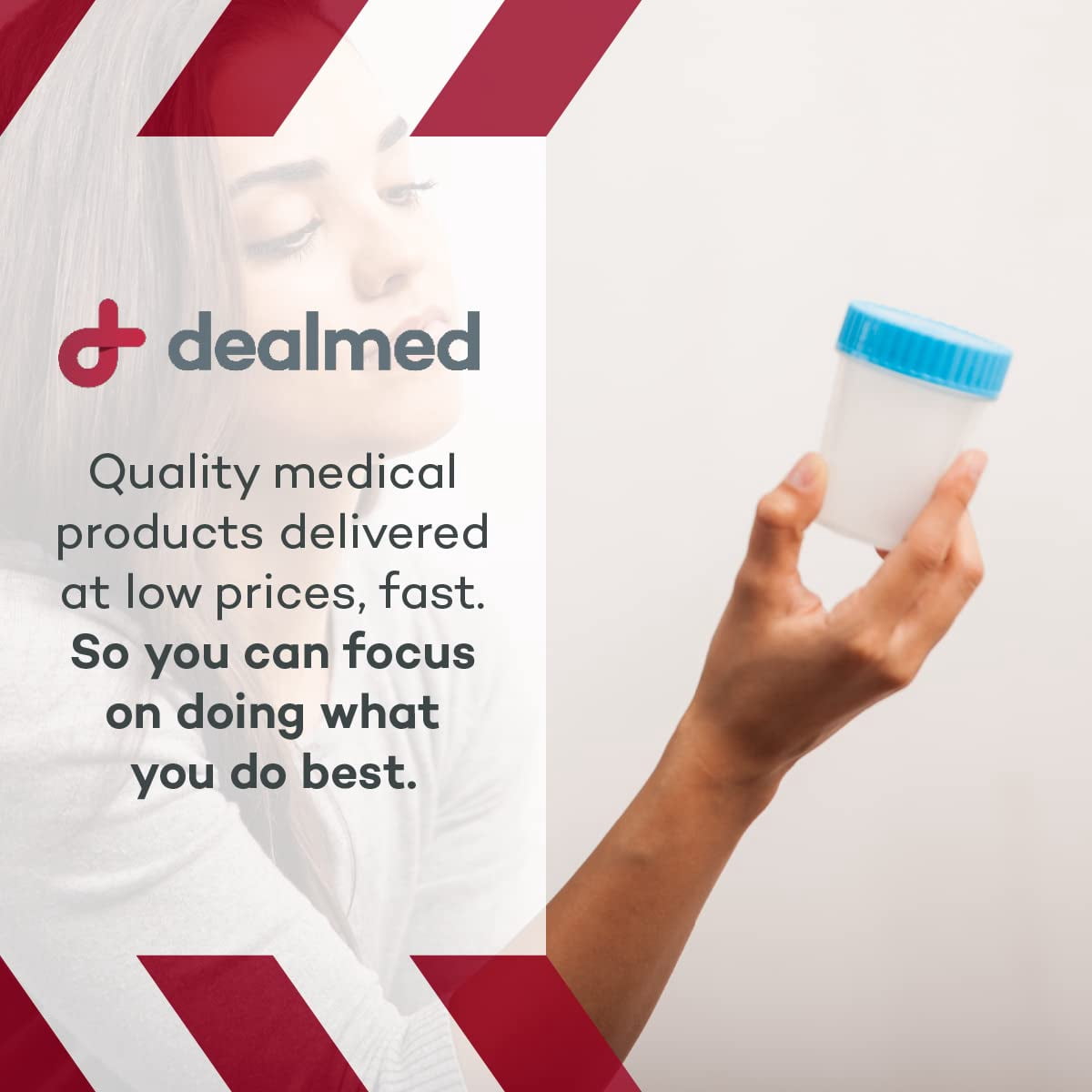 Dealmed Specimen Container with Screw on Leak Resistant Lid | Sterile Single Use Cup with Tamper Evident Seal | 4 oz. (1 Count)