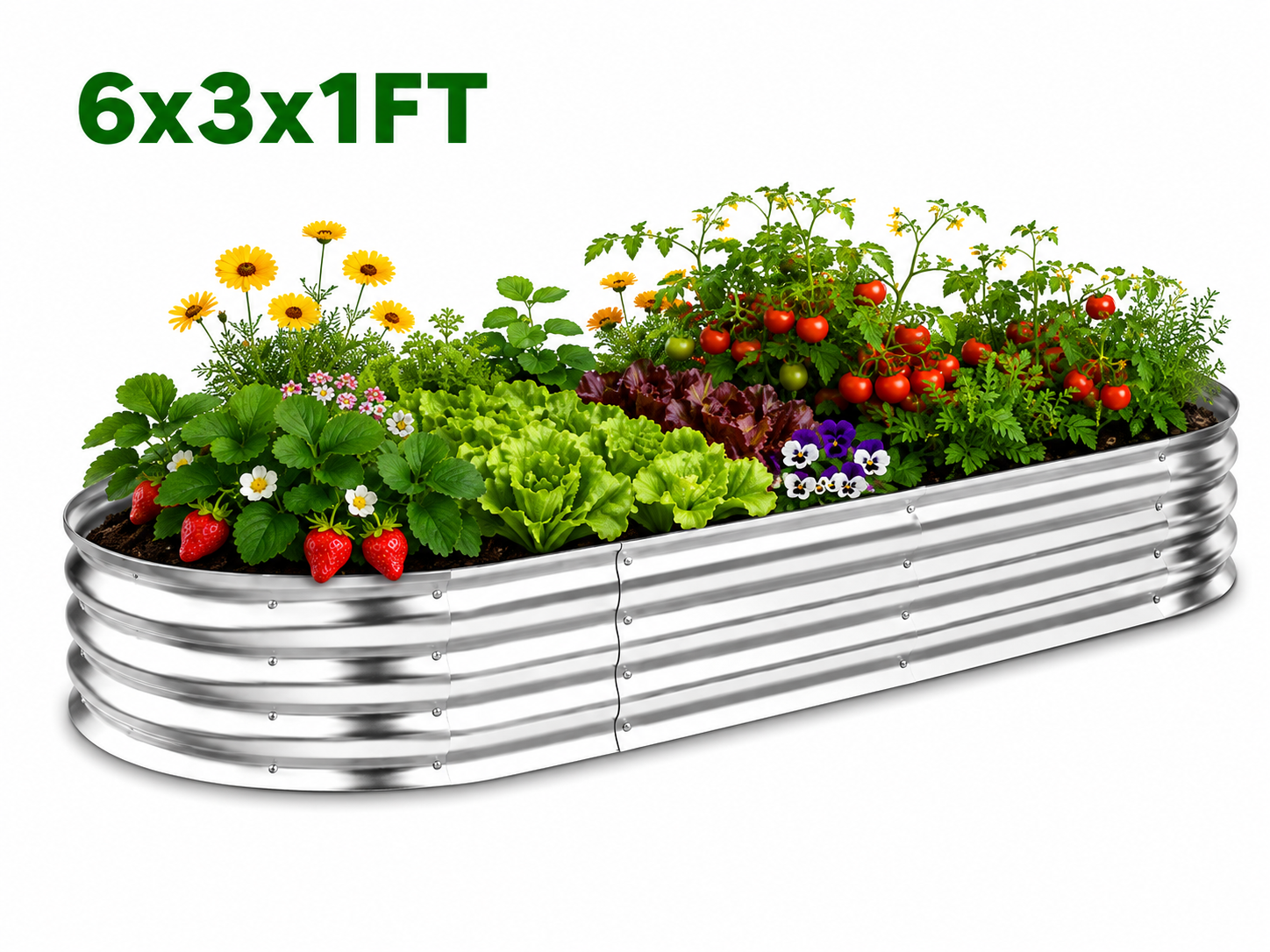 CityOut Raised Garden Bed Kit,6×3×1ft Raised Garden Boxes Outdoor for Vegetables and Flowers,Silver