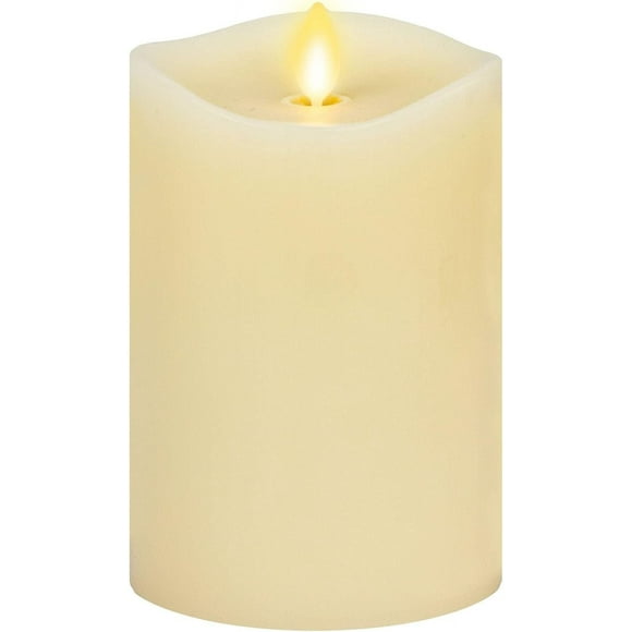 Matchless Candle Co. by Luminara Moving Flame LED Candle Melted Edge Smooth Finish Real Wax Unscented, Timer, Remote Ready - Pearl Ivory (3.5" x 5.5")