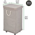 thumbnail image 2 of Grand Panier à Linge Roulant en Polyester avec Roues, Couvercle Amovible et Poignées de Transport en Corde - Paniers Pliables avec Roues pour Rangement Compact - Panier à Compartiment Unique Haut - Taupe, 2 of 6