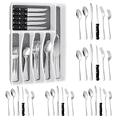 thumbnail image 2 of 49 Piece Silverware Set Service for 8，Stainless Steel Flatware Cutlery Set with Organizer，Mirror Polished，Dishwasher Safe, 2 of 10