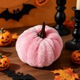 thumbnail image 6 of Harvest Mini Velvet Pumpkins, Plush Autumn Tabletop Accents, Rich Jewel Toned Fall Decor, Sophisticated Thanksgiving Centerpiece for Shelf, Console, Buffet, Home Holiday Staging, Harvest, Pink, 6 of 9
