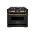 thumbnail image 2 of ZLINE Autograph Edition 36 in. 5.2 cu. ft. Classic Dual Fuel Range with 6 Burner Gas Cooktop and Electric Convection Oven in Black Stainless Steel with Champagne Bronze Accents (CDRBZ-36-CB), 2 of 2