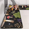 thumbnail image 2 of Kitchen Rugs Sets Of 2,Colorful Mushroom Leaf Black Pattern Anti Fatigue Kitchen Mat Rugs Non Slip Washable,Decorative Kitchen Floor Mats for Kitchen,Sink,Laundry,17"x47"+17"x47", 2 of 5