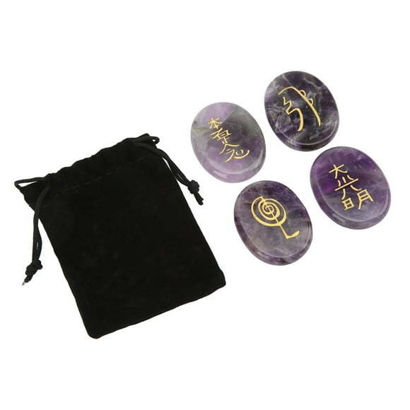 Natural Crystal Reiki Symbols Stones,4Pcs Reiki Symbols Stones Engraved Reiki Stones Reiki Stones Ornament High Capacity