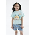 thumbnail image 2 of imagikids Rainbow Girls Drop Shoulder T-Shirt and Chambray Shorts Outfit Set Toddler to Big Kid Sizes, 2 of 5