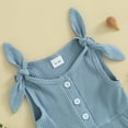 thumbnail image 6 of Bagilaanoe Toddler Baby Girl Summer Jumpsuit Sleeveless Ribbed Bodysuit 6M 12M 18M 24M 3T 4T Kids Knitted One Piece Romper, 6 of 8