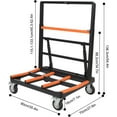thumbnail image 2 of Heavy Duty Drywall Dolly, 2200lbs Capacity, Swivel Wheels, Adjustable Plywood Cart, Glass Window Service Cart (35.4 * 27.6 * 54.5"), 2 of 9
