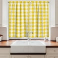 Ambesonne Yellow and White Kitchen Curtains, Country Picnic, 55"x45 ...