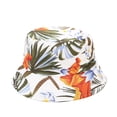 thumbnail image 3 of Summer Bucket Hat for Woman Men BWASD Trendy Beach Fashion Floral Leaves Print Fisherman Cap Adjustable Foldable Lightweight White Wide Brim Sun Hat Vacation Travel Outfit, 3 of 3