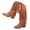 Brown, variant on High Stacked Heel Cowboy Boots for Women Hollow out Buckle Strappy Tassel Mid Calf Western Riding Booties