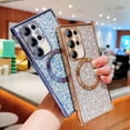 thumbnail image 3 of for Samsung Galaxy S22 Ultra Case Magnetic Compatible with MagSafe Cute Leopard Glitter Phone Case for Women Luxury Plating Clear Camera Lens Cover Shockproof Soft Bumper for S22 Ultra (Sierra Blue), 3 of 9