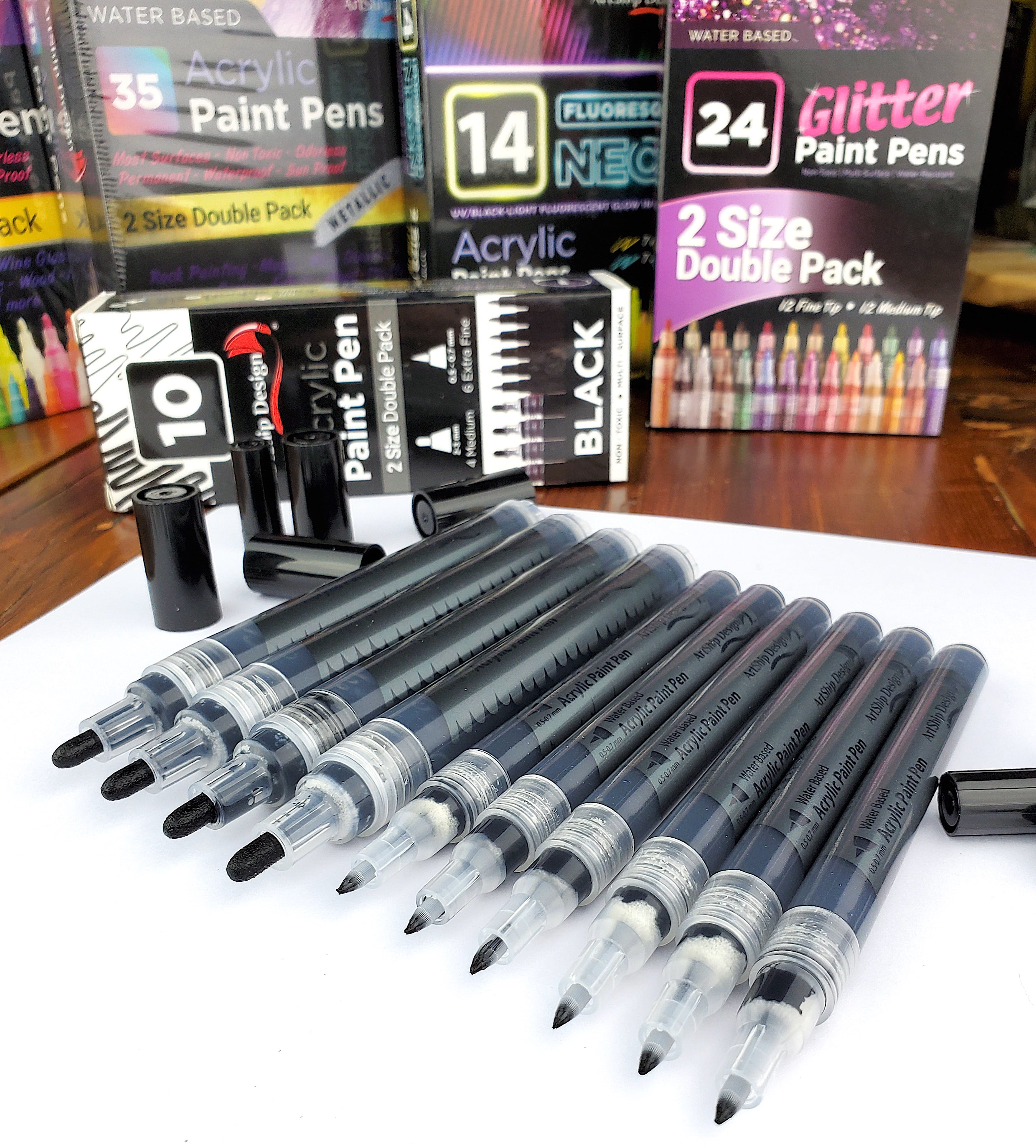 Black Acrylic Paint markers - Set of 20