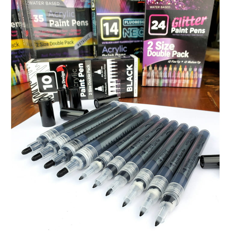 Metallic Marker Pens, Set of 10 Colors Paint Markers for Black