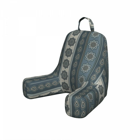 Mandala Reading Pillow, Paisley and Round Motifs South Inspirations Native Culture, Bedrest Cushion with Back Pocket and Washable Cover, 2 Sizes, by Ambesonne