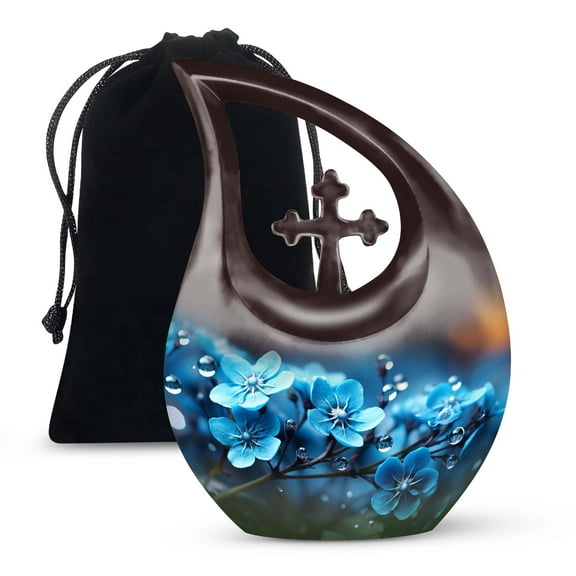 JAGSHASHI Flower Cremation Urns For Human Ashes - Urn For Ashes For Men - Urns Adult Male - Urns Cremation Ashes Female - 10 Inch With Velvet Bag - Burial Urns For Humans - Burial Cremation Urns