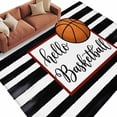 thumbnail image 2 of Hello Basketball Washable Living Room Rugs 5'x7', Watercolor Black White Strips Sport Low Pile Throw Large Area Rugs Non-Slip Sturdy Edge Binding Carpet for Dining Room Bedside Kitchen, 2 of 9
