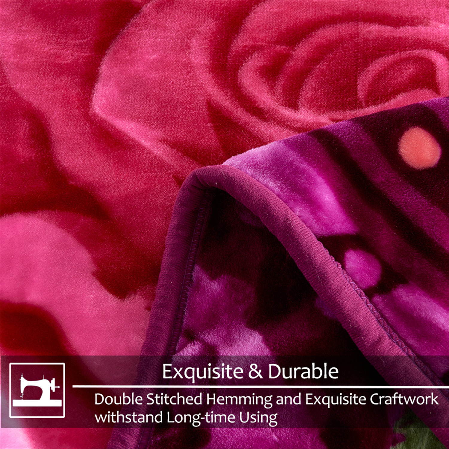 NC Fleece Blanket for Bed- 2 Ply Reversible 520GSM Soft Fleece Blanket King 83"x93",Purple