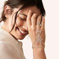 thumbnail image 2 of shiyou-Rhinestone Finger Ring Bracelet Crystal Hand Chain Ring Bracelets for Women, 2 of 4