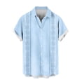 thumbnail image 5 of Nmnitkp Men's Short Sleeve Button Down Shirt, Ethnic Geometric Print Casual Collared Top, Lightweight Summer Relaxed Fit Vacation Shirt for Men Light Blue,L, 5 of 6