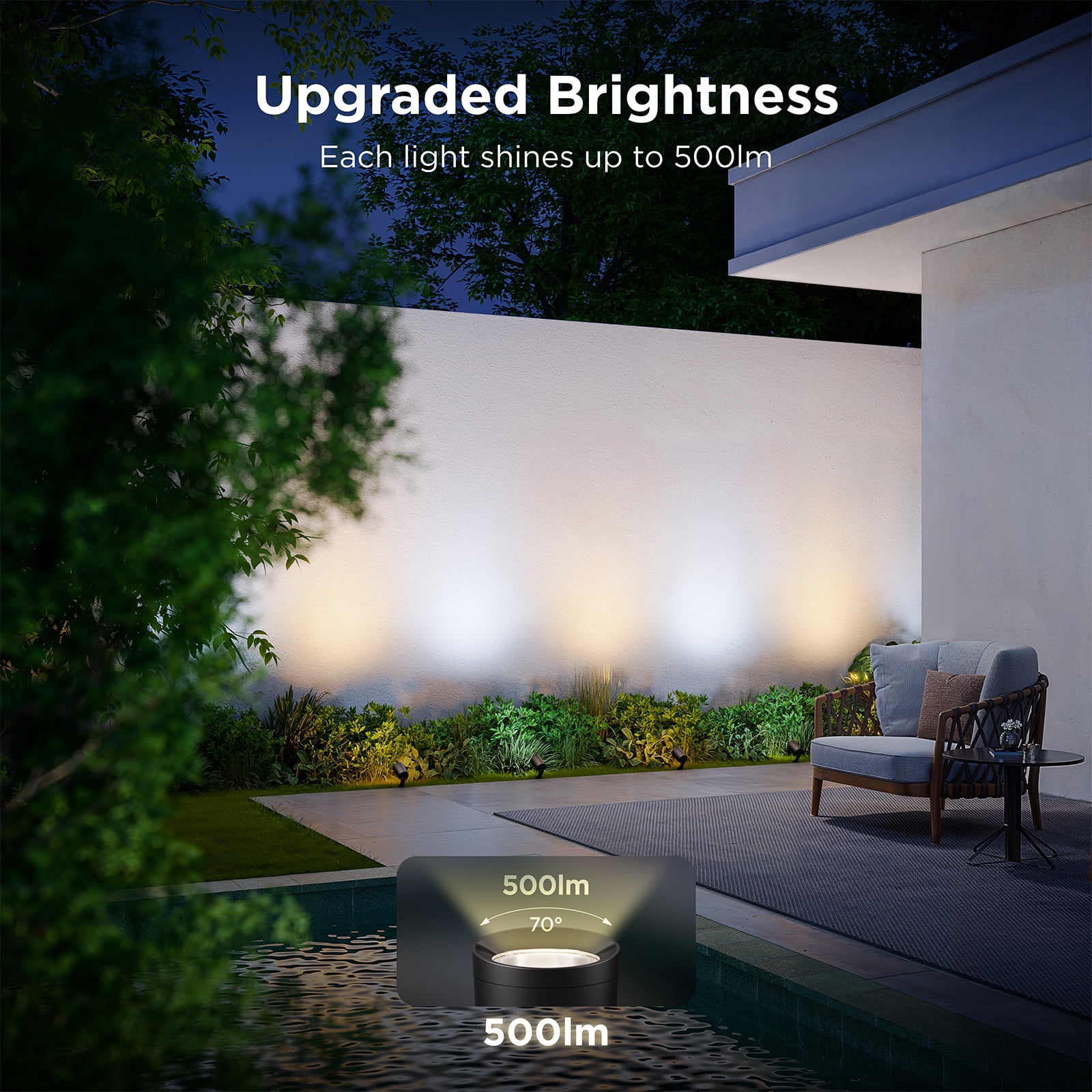 Govee Smart Outdoor Spotlight, IP67 Waterproof Spotlights, Landscape Lights Work with Matter, Alexa, and Google Assistant, RGBWIC Color Changing Light for Outdoor Decor, Corded Electric, 4 Pack