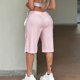 thumbnail image 4 of Pantalones de Lino de Mujer con Bolsillos de Encaje Sólido Hasta Cinturón Plisado Cinco Cuartos de Pantalones Cortos, Pantalones Cortos de Lino Largo para las Mujeres Desgaste de Verano Casual, 4 of 5