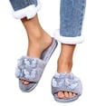 thumbnail image 4 of uublik Womens Fuzzy Slippers Indoor Home Slippers House Slippers Open-Toe Breathable Winter Indoor Slippers, Gray, 4 of 7
