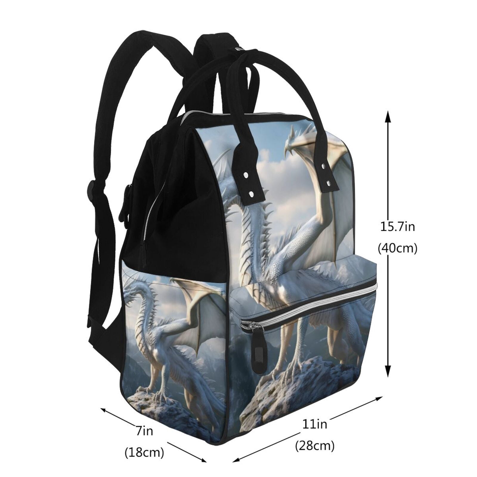 Kdxio Baby Diaper Backpack,Multi-Function Travel Backpack Nappy Bags,Nursing Bag, Fashion Mummy,Roomy Waterproof for Baby Care(Mountain White Dragon)