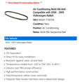 thumbnail image 2 of Air Conditioning Multi Rib Belt - Compatible with 2006 - 2009 Volkswagen Rabbit 2007 2008, 2 of 2