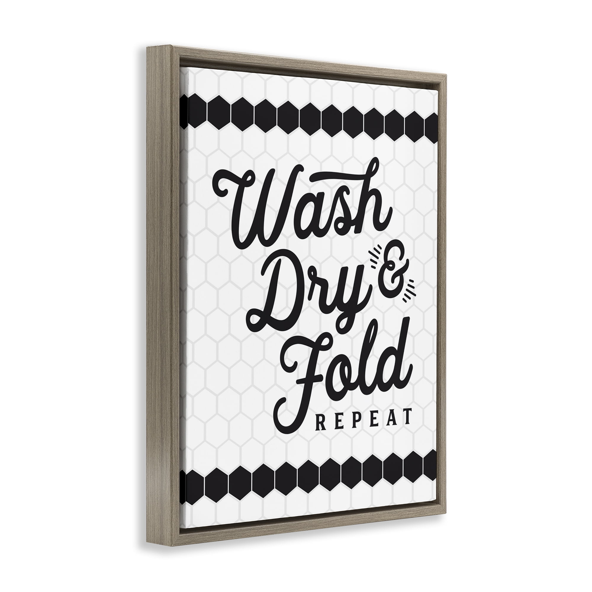 Stupell Industries Geometric Laundry Phrase Typography Painting Brown Floater Framed Art Print Wall Art, 17 x 21