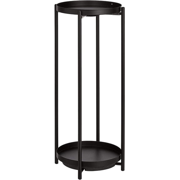 Two-Tier Metal Metal Round Plant Stand, Black