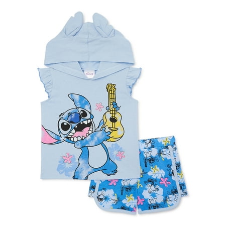 

Disney Toddler Girl Stitch Cosplay Graphic Hoodie and Shorts Set 2-Piece Sizes 2T-5T