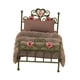 thumbnail image 2 of Cama de casa de muñecas a escala 1/12, accesorios de hierro tallado para casa de muñecas, accesorios de fotografía para dormitorio Verde, 2 of 9