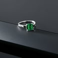 thumbnail image 5 of Gem Stone King 10K White Gold Green Nano Emerald and Black Onyx 3 Stone Engagement Ring for Women (0.91 Cttw, Cushion 7MM, Gemstone May Birthstone, Size 5.5), 5 of 5