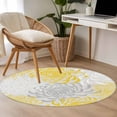 thumbnail image 5 of Yellow White Large Area Rugs for Bedroom Living Room, Soft Non Slip Carpet Bedside Rug, Abstract Grey Chrysanthemum Flower Floral Round Floor Cover Kitchen Accent Rug 4' for Dining Room/Office, 5 of 9
