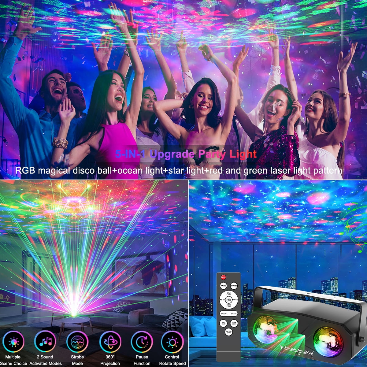 Stroboscope LED Professionnel 15 Lumières - Avec Télécommande - Pour Bar, Club, Soirée