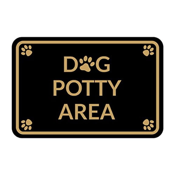 Classic Framed Paws, Dog Potty Area Sign (Black Gold) - Medium